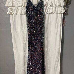 Elegant Multicolor Sequin Prom Dress